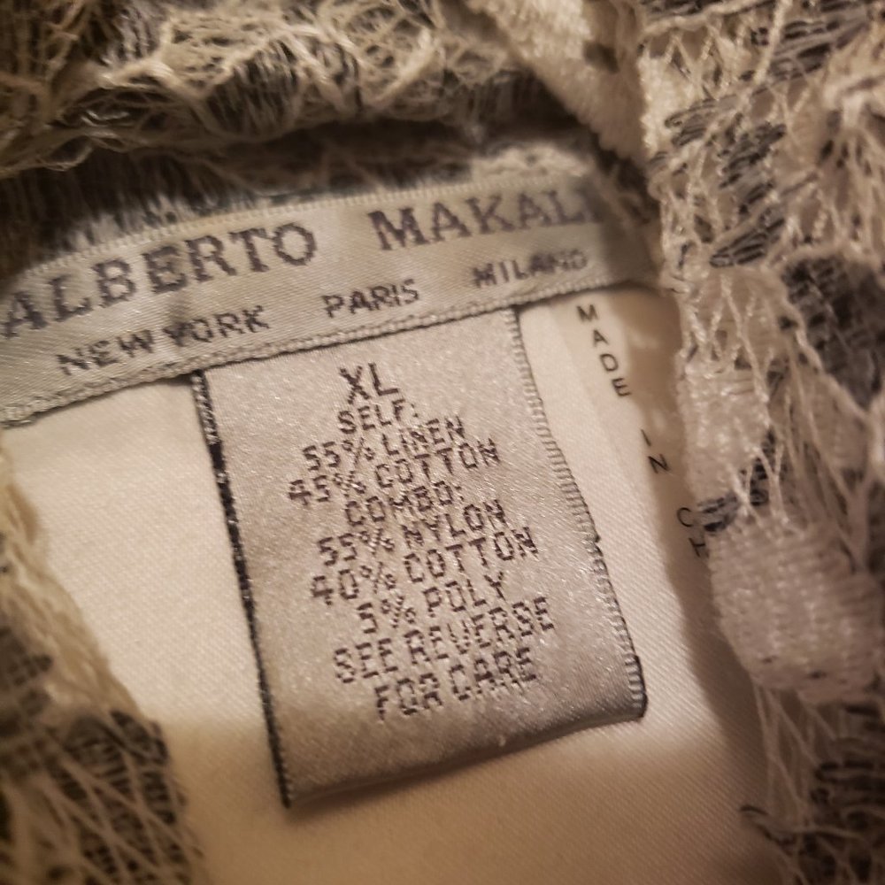 XL Alberto Makali Linen and Navy/Black Lace Vest